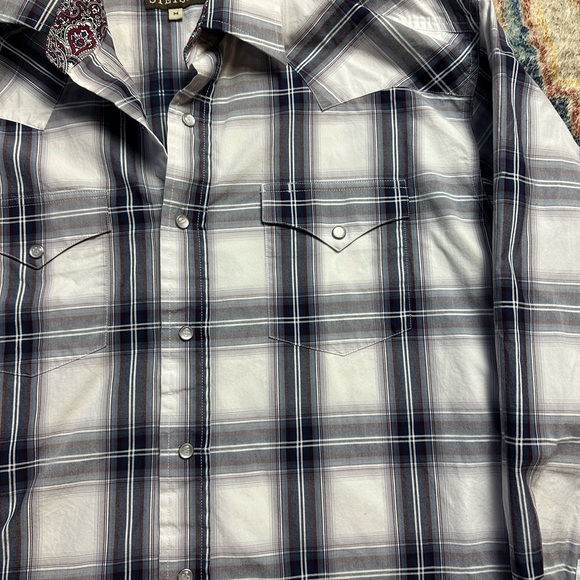Stetson Pearl Snap Western Plaid Shirt Medium - Picture 5 of 5
